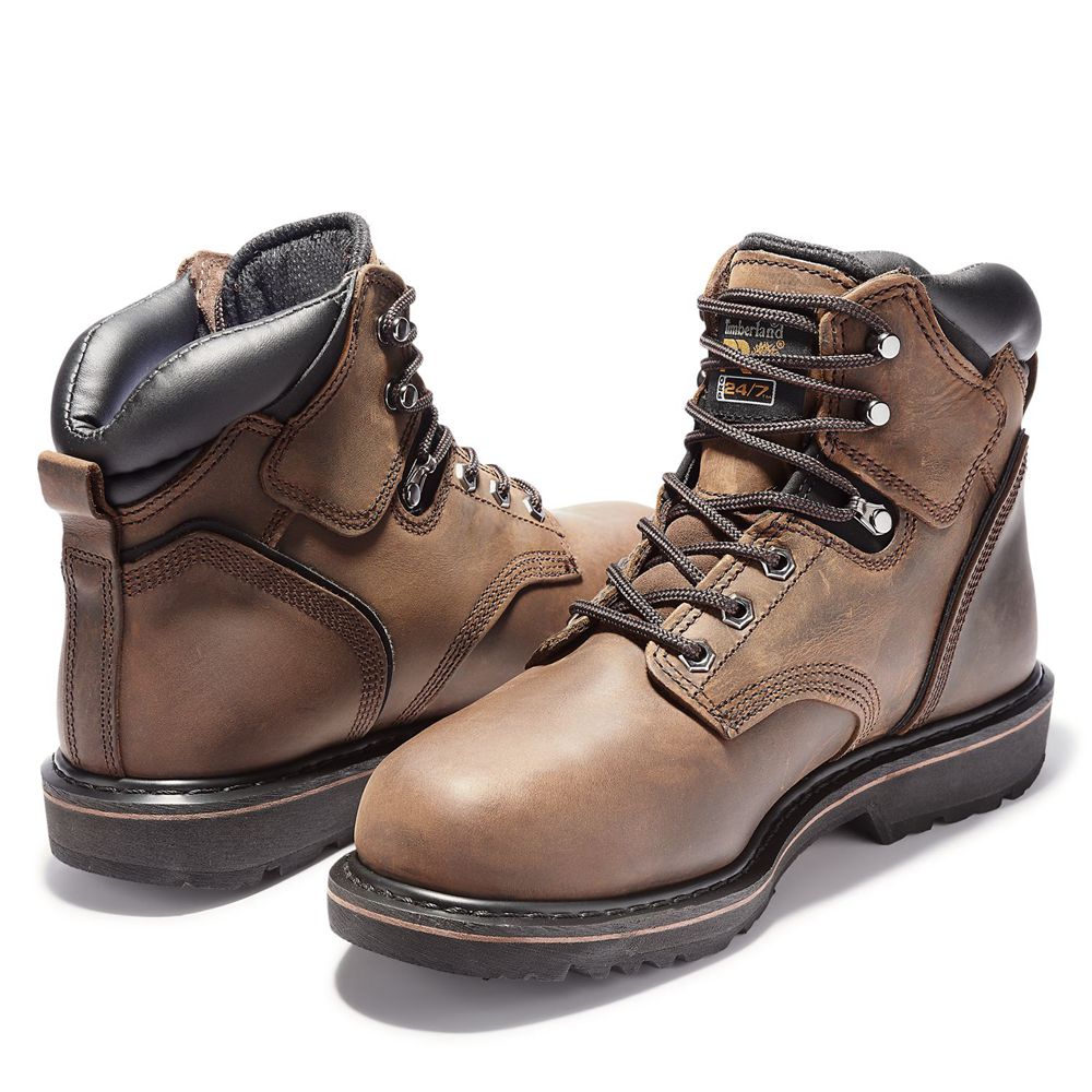 Botas de Trabajo Timberland Hombre Pro® Pit Boss 6\" Steel Toe Marrones - Chile ZHM-861237